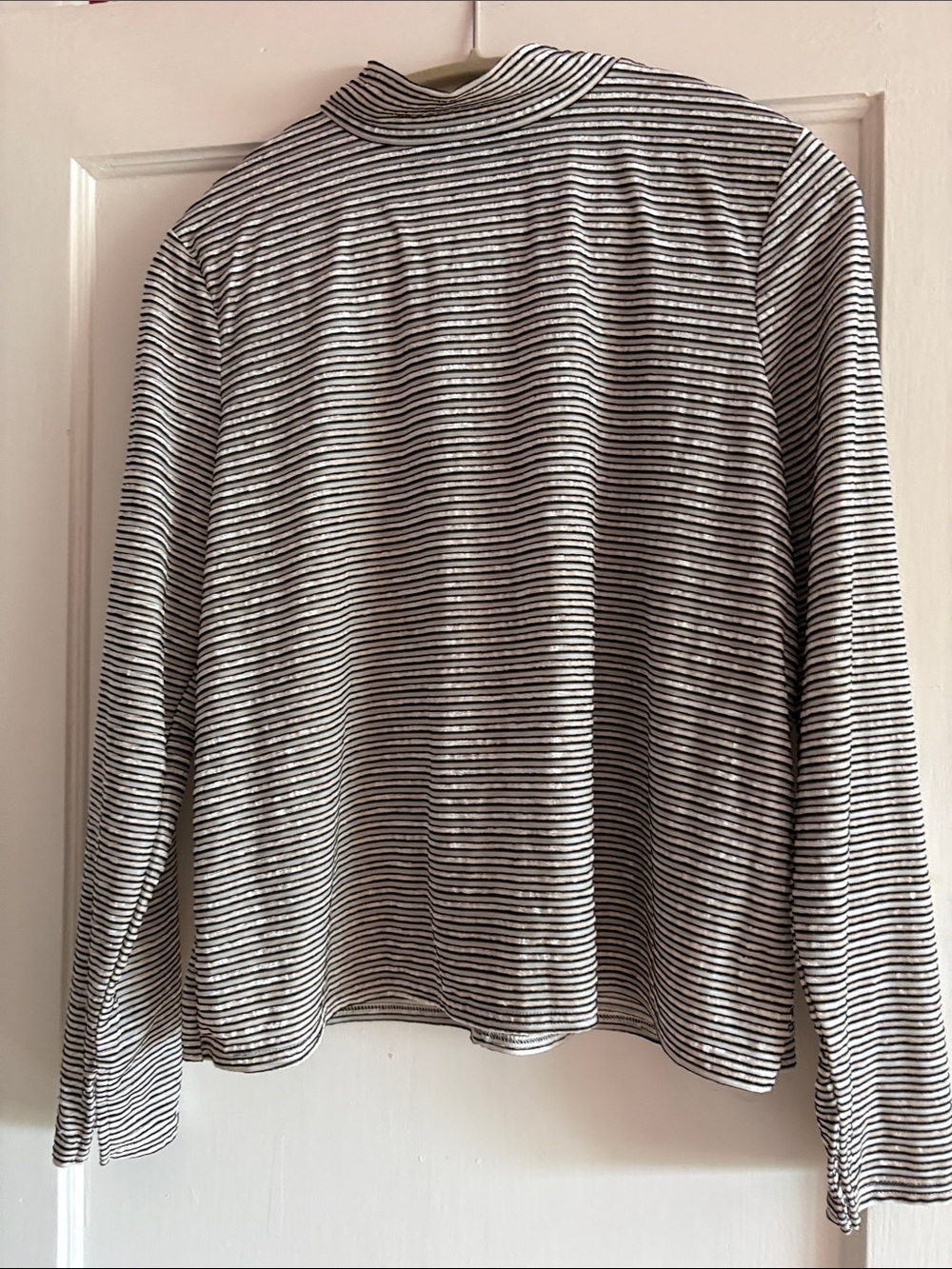 Nine West Black & White Striped Long-Sleeve Crewneck
